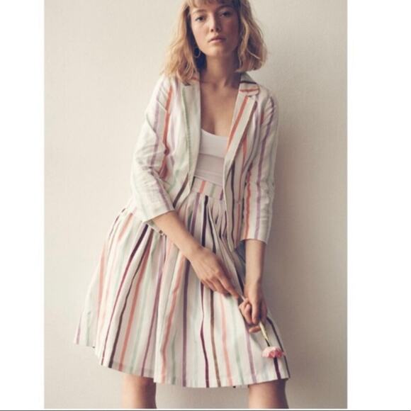 ModCloth Aspiration Creation Pastel Striped A Line Pleated Skirt Sz.L - Picture 3 of 16